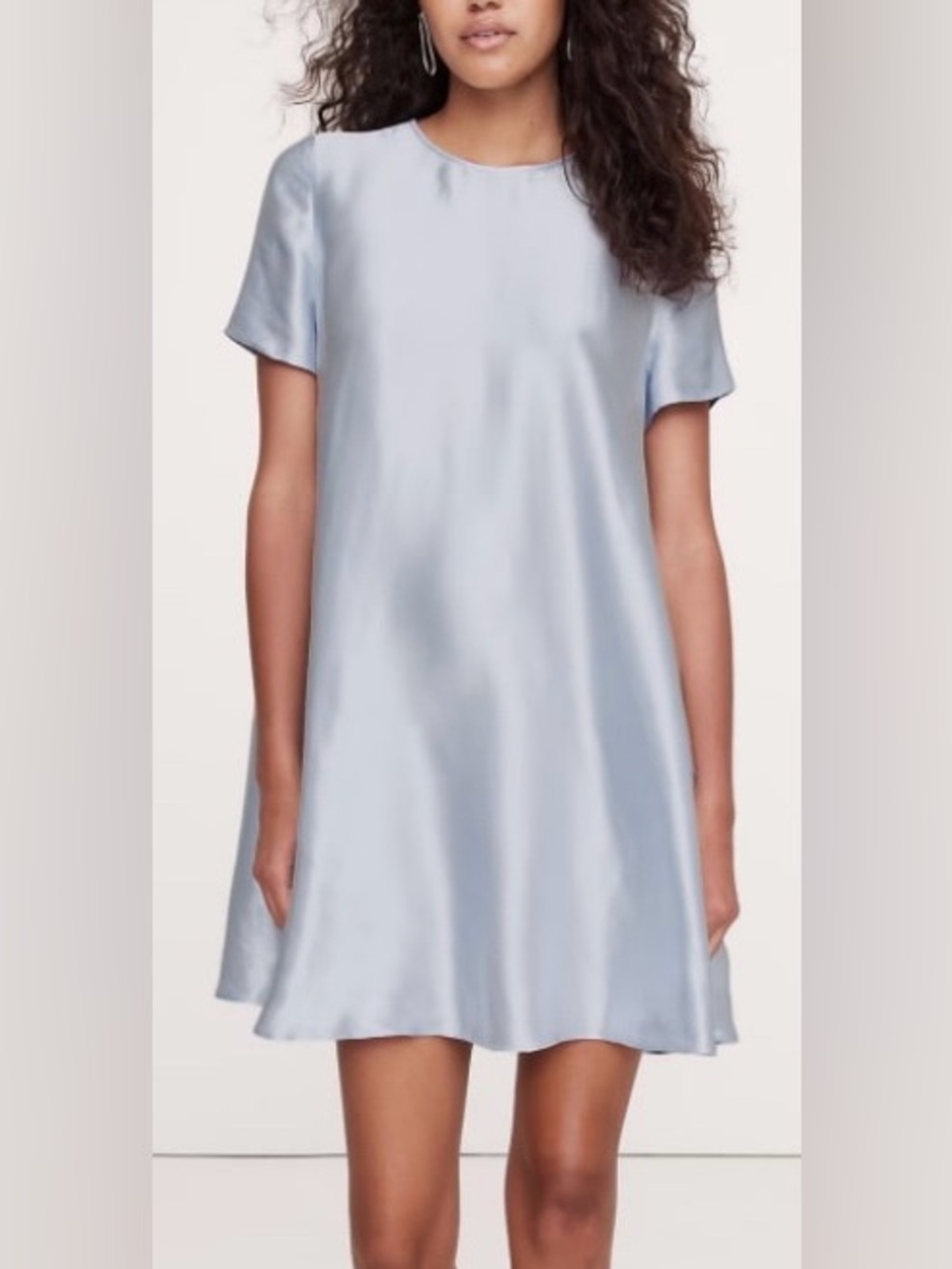 Banana Republic Aurelia Mini Dress NWT Satin Trapeze Cirrus Blue Minimalist M